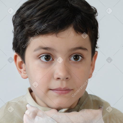 Neutral white child male with short  brown hair and brown eyes