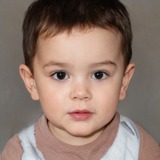 Neutral white child male with short  brown hair and brown eyes