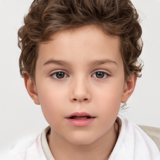 Neutral white child female with short  brown hair and brown eyes