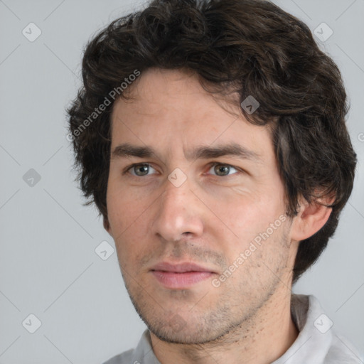 Neutral white adult male with short  brown hair and brown eyes