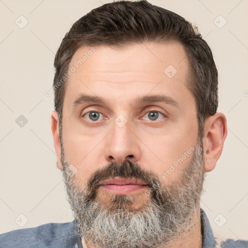 Neutral white adult male with short  brown hair and brown eyes