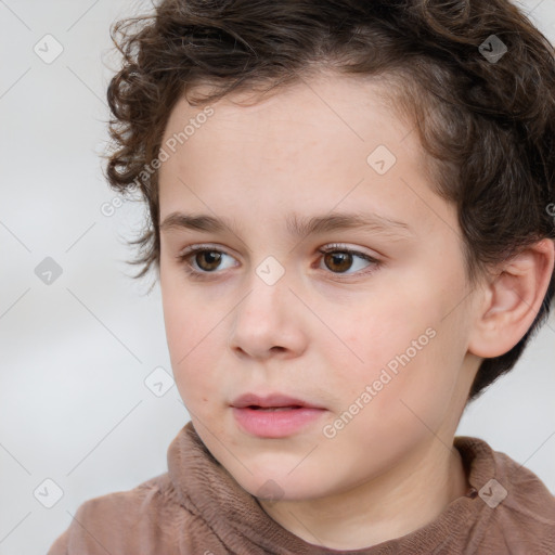 Neutral white child female with short  brown hair and brown eyes