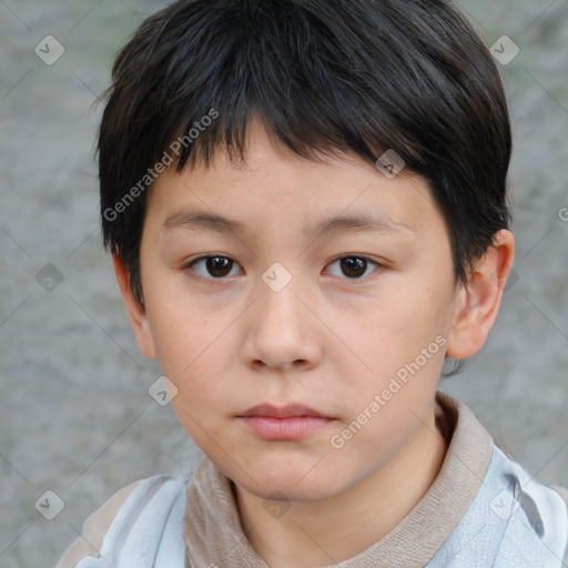 Neutral white child male with short  brown hair and brown eyes