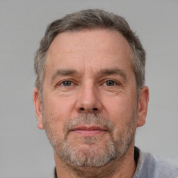 Neutral white middle-aged male with short  brown hair and brown eyes