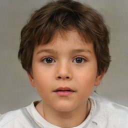 Neutral white child female with short  brown hair and brown eyes