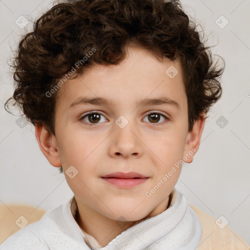 Neutral white child male with short  brown hair and brown eyes