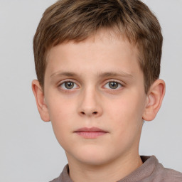 Neutral white child male with short  brown hair and brown eyes