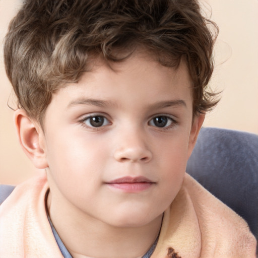 Neutral white child male with short  brown hair and brown eyes