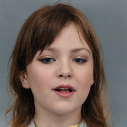 Neutral white child female with medium  brown hair and brown eyes