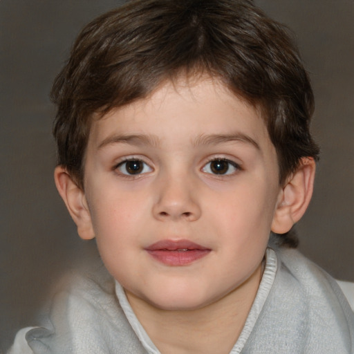 Neutral white child male with short  brown hair and brown eyes