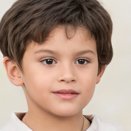 Neutral white child male with short  brown hair and brown eyes