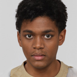 Neutral black young-adult male with short  brown hair and brown eyes