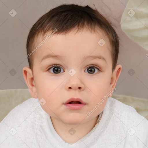 Neutral white child male with short  brown hair and brown eyes