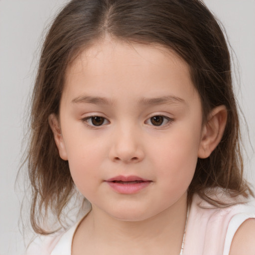 Neutral white child female with medium  brown hair and brown eyes