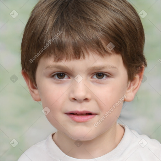 Neutral white child male with short  brown hair and brown eyes