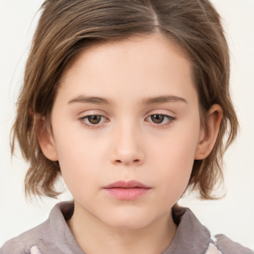 Neutral white child female with medium  brown hair and brown eyes