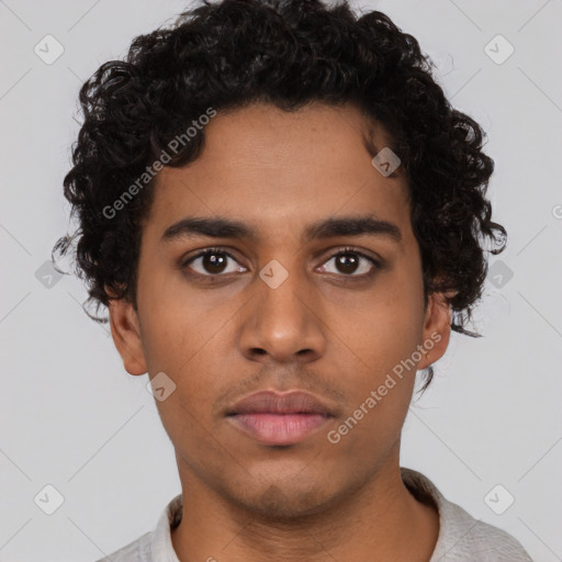 Neutral latino young-adult male with short  brown hair and brown eyes