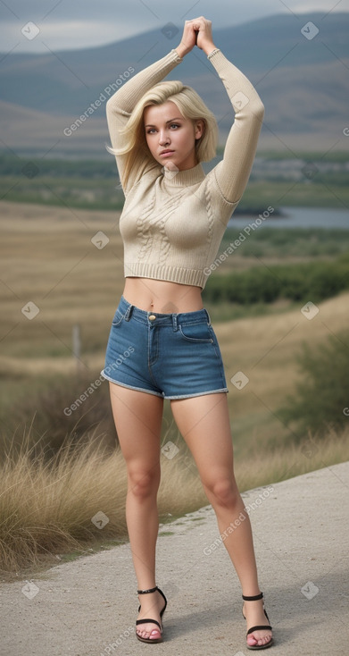 Macedonian adult female with  blonde hair