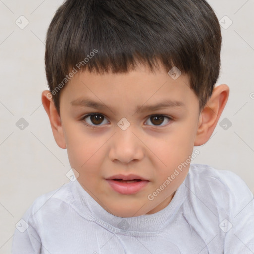 Neutral white child male with short  brown hair and brown eyes