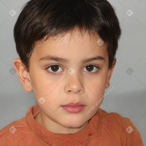 Neutral white child male with short  brown hair and brown eyes