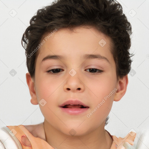 Neutral white child male with short  brown hair and brown eyes