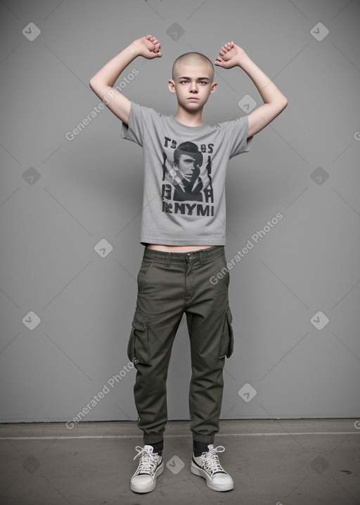 American teenager boy with  gray hair