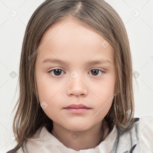 Neutral white child female with medium  brown hair and brown eyes