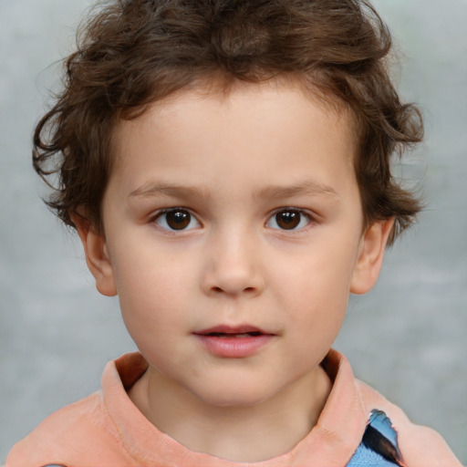 Neutral white child male with short  brown hair and brown eyes