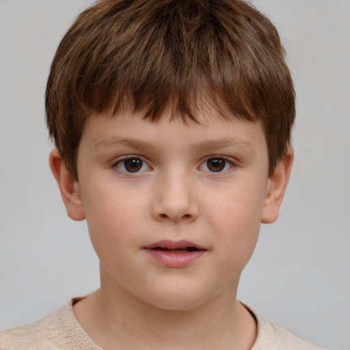 Neutral white child male with short  brown hair and brown eyes