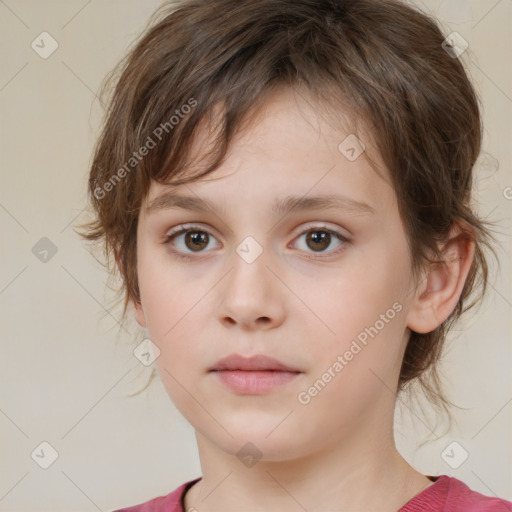 Neutral white child female with medium  brown hair and brown eyes