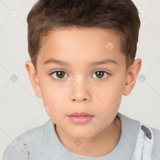 Neutral white child male with short  brown hair and brown eyes