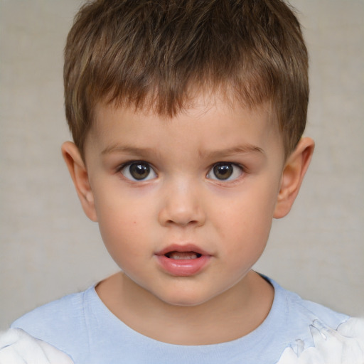 Neutral white child male with short  brown hair and brown eyes