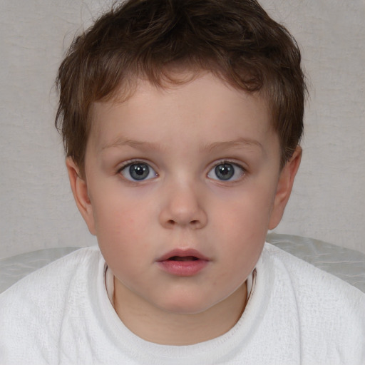 Neutral white child male with short  brown hair and brown eyes