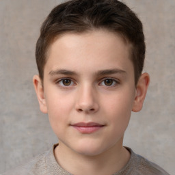Neutral white child male with short  brown hair and brown eyes