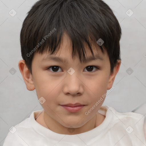 Neutral white child female with short  brown hair and brown eyes