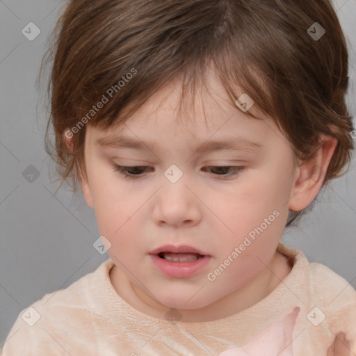 Neutral white child female with medium  brown hair and brown eyes