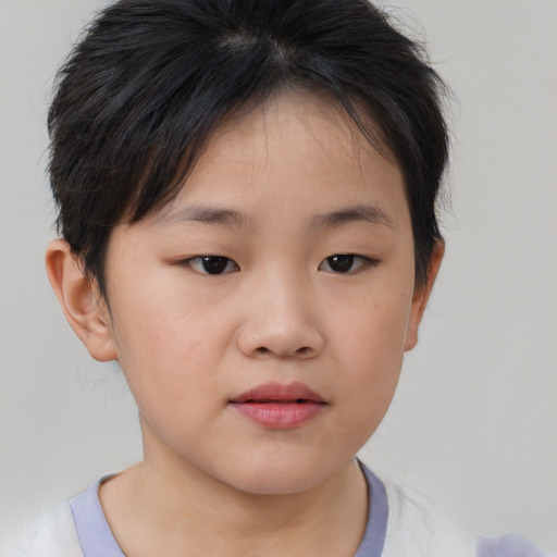 Neutral white child female with short  brown hair and brown eyes