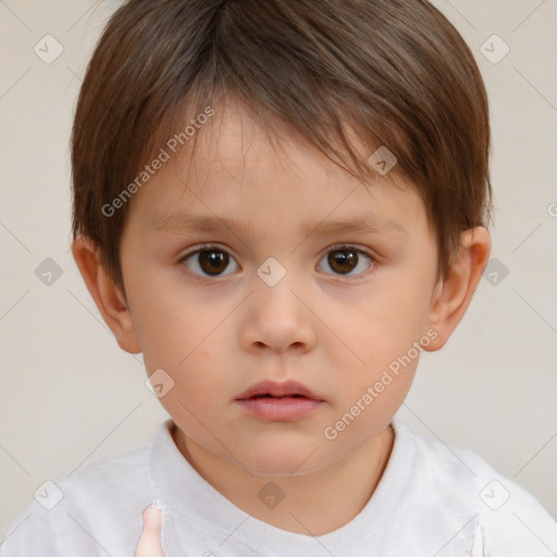 Neutral white child male with short  brown hair and brown eyes