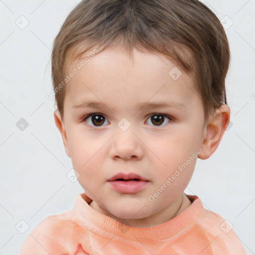 Neutral white child male with short  brown hair and brown eyes