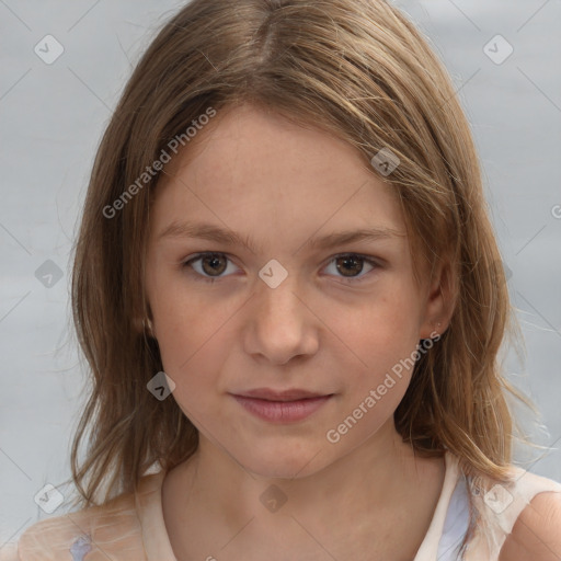 Neutral white child female with medium  brown hair and brown eyes