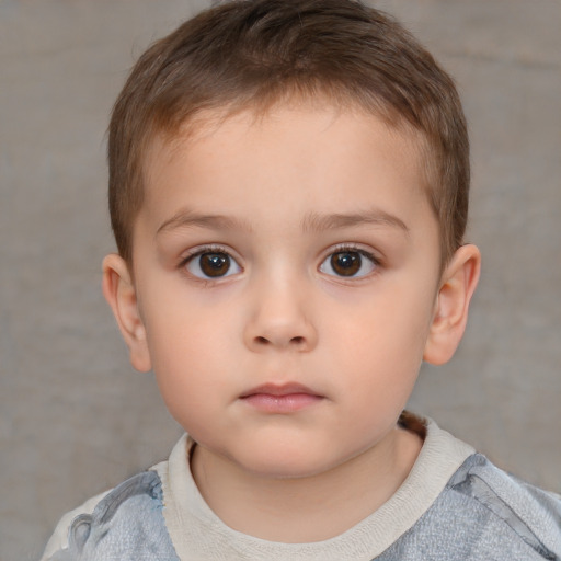 Neutral white child male with short  brown hair and brown eyes