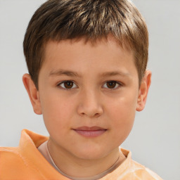 Neutral white child male with short  brown hair and brown eyes