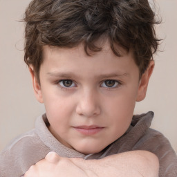 Neutral white child male with short  brown hair and brown eyes