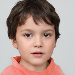 Neutral white child male with short  brown hair and brown eyes