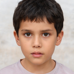 Neutral white child male with short  brown hair and brown eyes