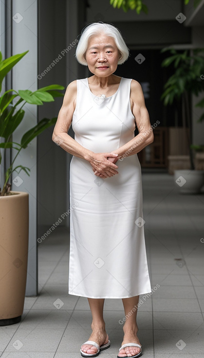 Taiwanese elderly female with  white hair