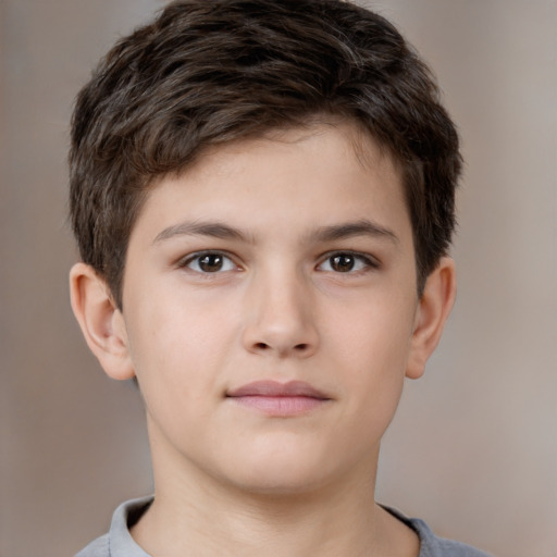 Neutral white child male with short  brown hair and brown eyes