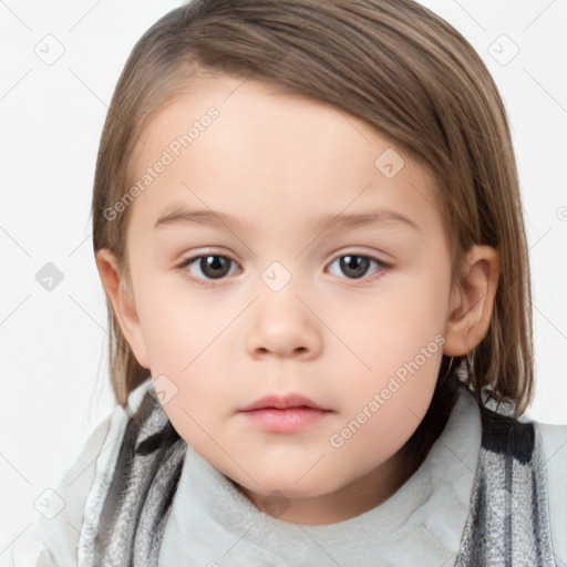 Neutral white child female with medium  brown hair and brown eyes