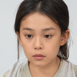 Neutral asian child female with medium  brown hair and brown eyes