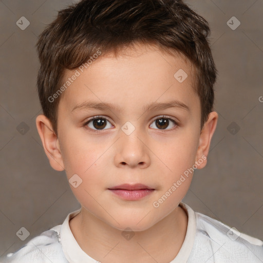 Neutral white child male with short  brown hair and brown eyes